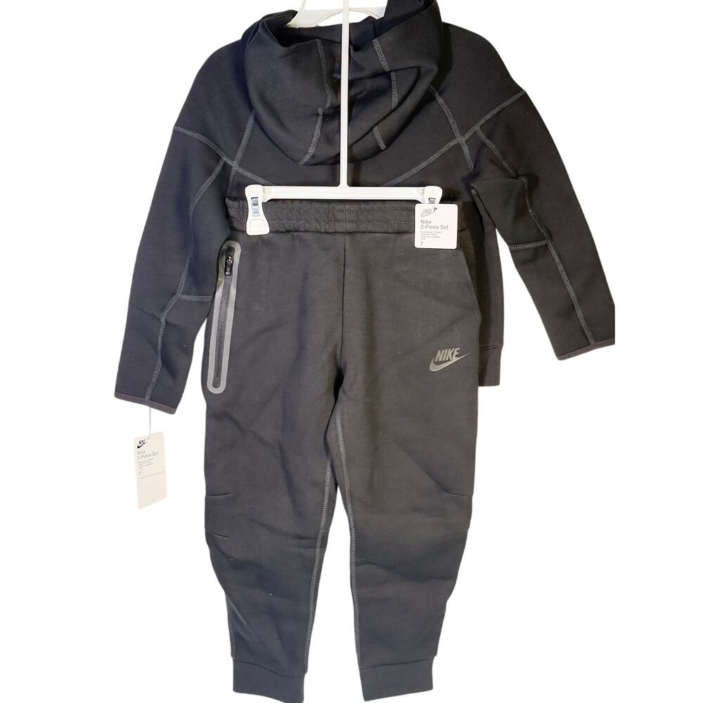 Nike Kids Tech Fleece Full-Zip Hoodie & Jogger Set Black Size 7 NWT - Picture 8 of 9